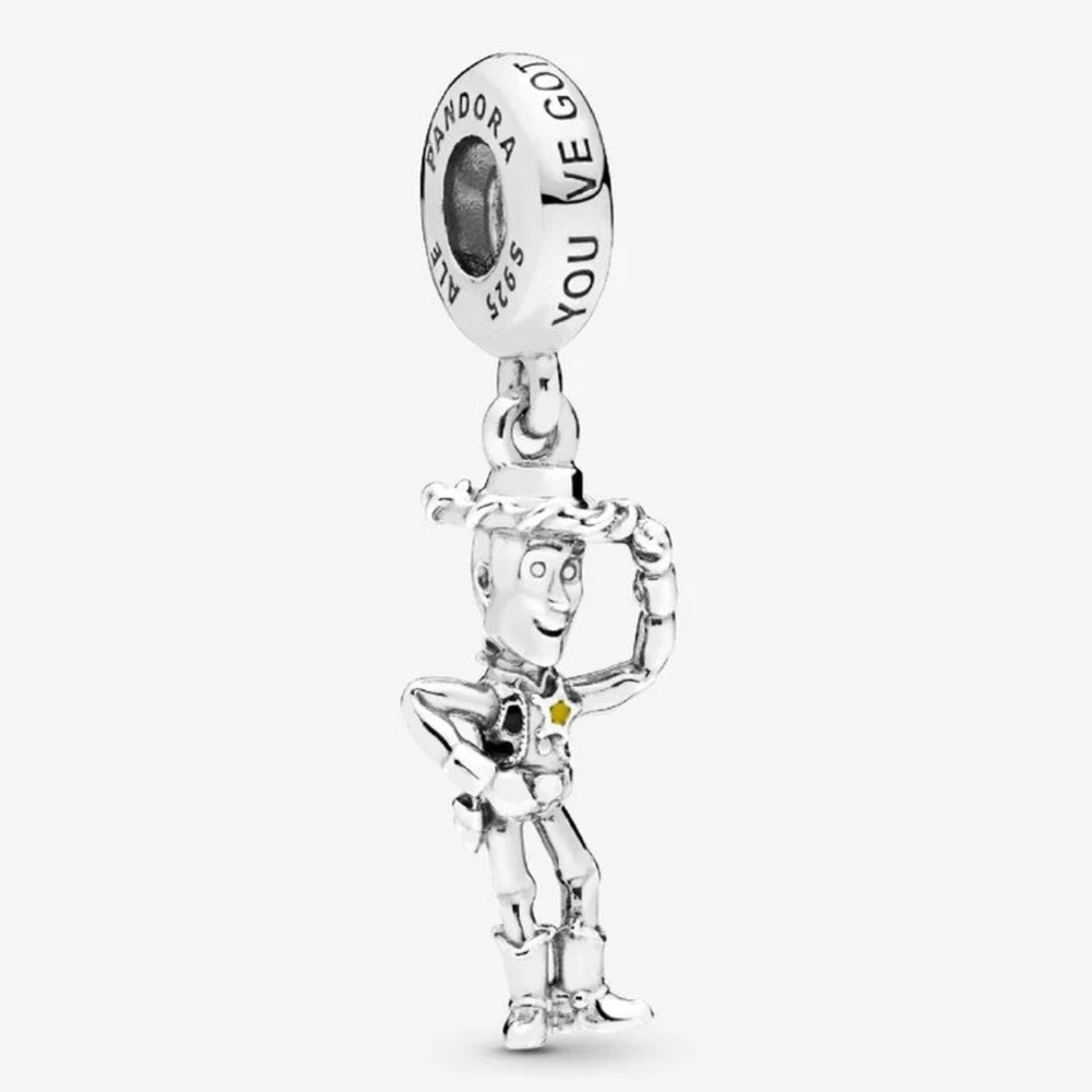 Authentic Pandora Silver Woody Dangle Charm with Yellow Star Accent - NWOT